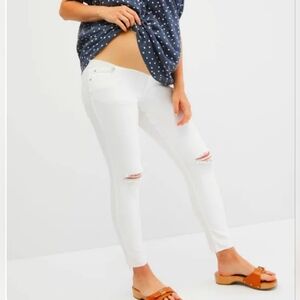 J.Simpson Maternity: Size- Medium, EUC, Skinny White Jeans, Distressed, Cutoff